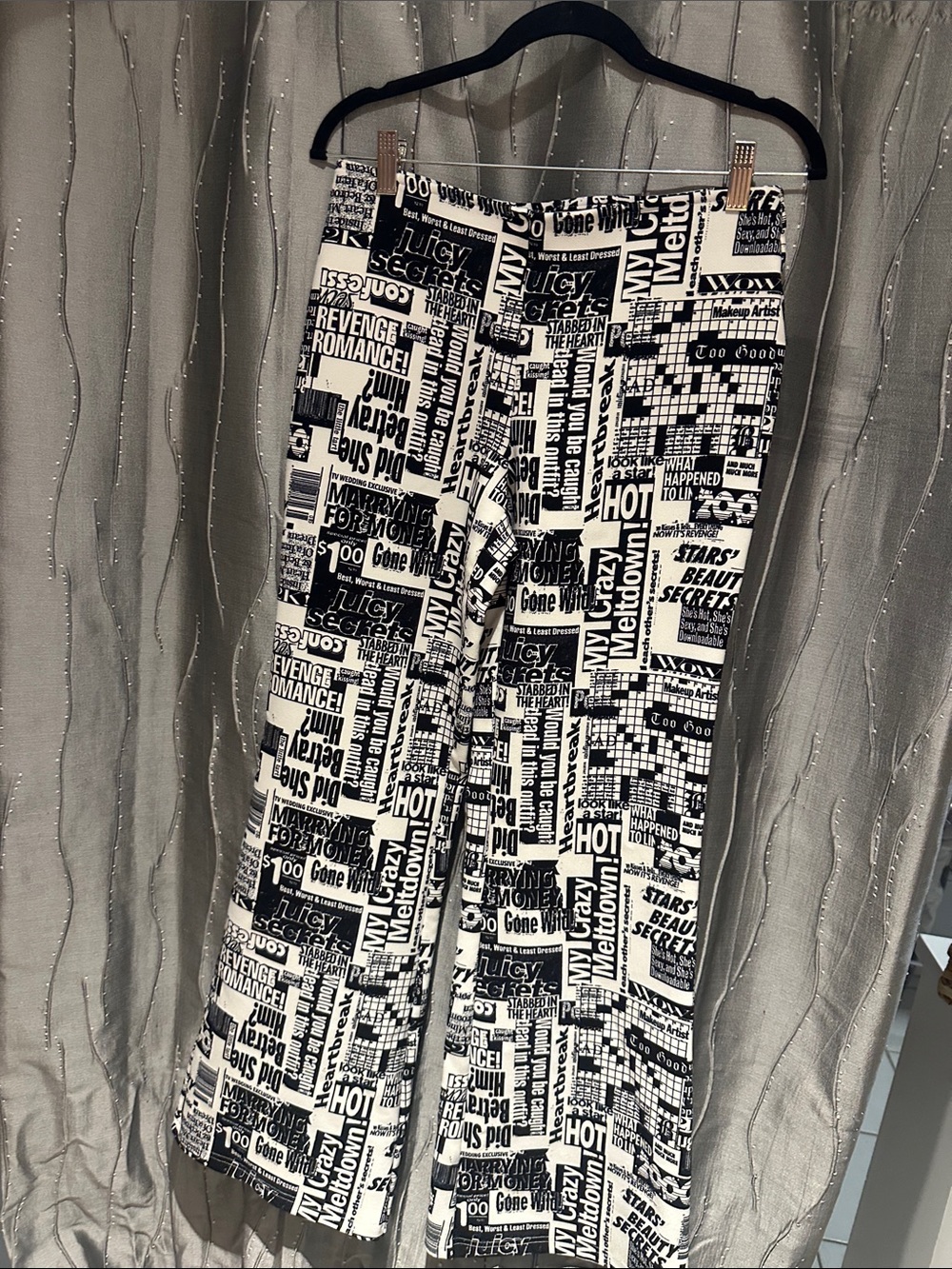 Urban Outfitters Black & White Newspaper-Print Chinos
